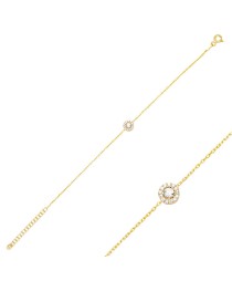 Round Shape Design Clear Zircon Stone Women Charm Bracelet 925 Sterling Silver Jewelry