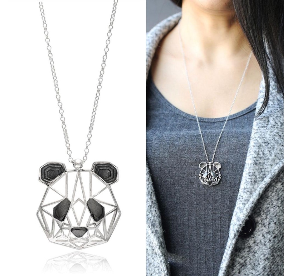 Origami Panda Minimalist Design Sterling Silver Pendant