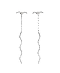 Turkish Whole Handcrafted Silver Zigzag Long Earring