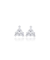 Triangle Design Geometric Shape Zircon Baguette Stud Earring Whole Handcrafted 925 Sterling Silver Jewelry