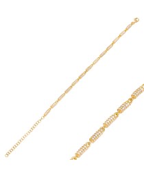 Zircon Charm Bracelet Chain Turkish 925 Sterling Silver