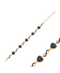 Minimalist Infinity Charm Black Heart Bracelet Handmade Whole Turkish 925 Sterling Silver Jewelry