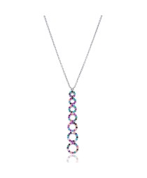 Hollow Round Mix Stone Turkish Whole Silver Pendant