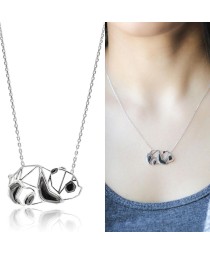 Origami Panda Cub Minimalist Design Sterling Silver Pendant