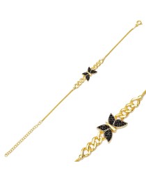 Butterfly Black Zircon Stone Charm Bracelet Whole Handmade Turkish 925 Sterling Silver Jewelry