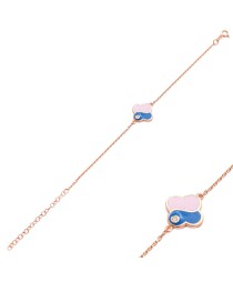 Pink and Blue Enamel Design Bracelet Whole 925 Sterling Silver Jewelry