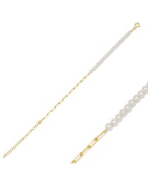Pearl and Chain Design Bracelet Whole 925 Sterling Silver For Woman Handcrafted Jewelry