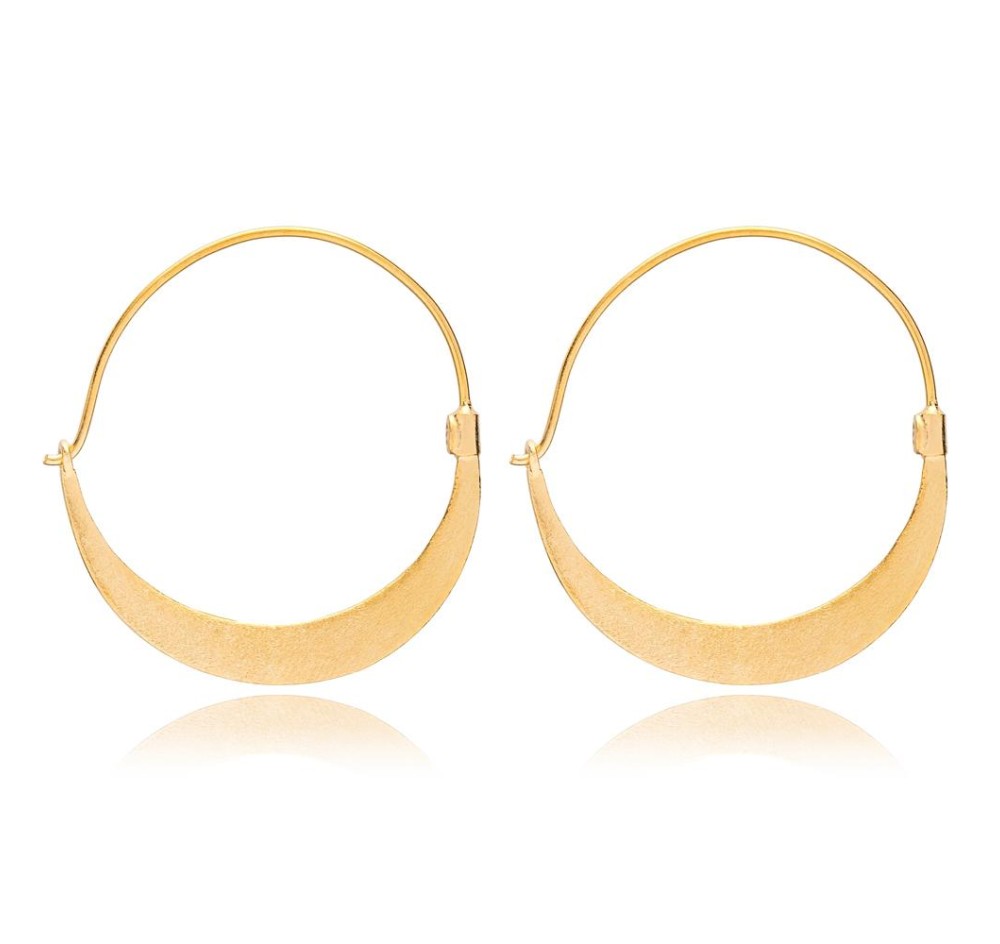 22K Gold Crescent Moon Shape Vintage Earrings Handcrafted Whole 925 Sterling Silver Jewelry