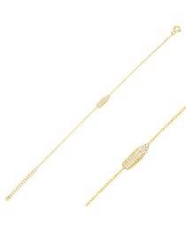 Feather Design Clear Zircon Stone Women Charm Bracelet 925 Sterling Silver Jewelry