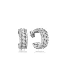 Trendy Baguette Zircon Hoop Silver Earring Whole 925 Sterling Silver Jewelry
