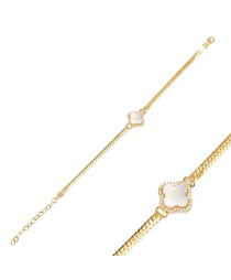 Trendy Four Clover Design Mother of Pearl Stone Charm Bracelet Handmade Whole Turkish 925 Sterling Silver Jewelry