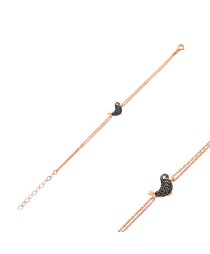 Minimalist Bird Gradient Zircon Design Turkish Whole 925 Sterling Silver Charm Bracelet