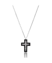 Turkish Whole 925 Silver Sterling Black Zircon Cross Pendant