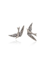 Swallow Bird Design Vintage Stud Earrings Handcrafted Whole 925 Sterling Silver Jewelry