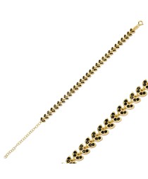 Dainty Palm Design Charm Black Zircon Stone Bracelet Whole 925 Sterling Silver Jewelry