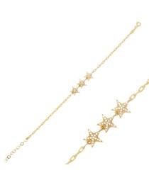 Dainty Star Design Zircon Stone Charm Bracelet 925 Sterling Silver Jewelry