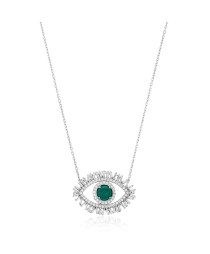 Evil Eye Baguette Zircon Handmade Turkish Whole Silver Pendant