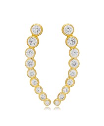 Round Shape Shiny CZ Stone Ear Cuff Earring Turkish Whole Handmade 925 Sterling Silver Jewelry
