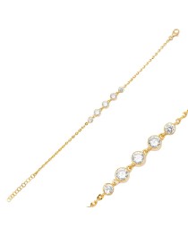 Quintuple Zircon Stone Charm Bracelet Turkish Handcrafted 925 Sterling Silver Jewelry