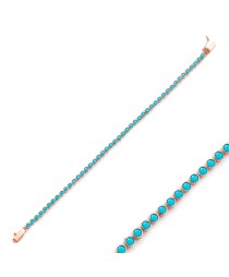 Ø2.5 mm Turquoise Stone Tennis Bracelet Turkish Handcrafted Whole 925 Sterling Silver Jewelry
