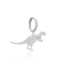 Dinosaur Design One Sided Dangle Earring, Turkish Whole 925 Sterling Silver Earring