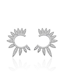 Half Round Of Wing In Stud Earring Clear Zircon Wings Earrings Handmade Whole 925 Sterling Silver Jewelry
