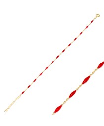 Minimalistic Red Enamel Bracelet Turkish 925 Sterling Silver Jewelry