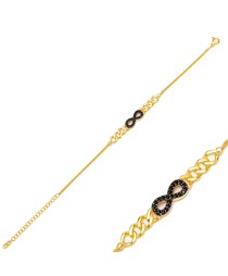 Chic Infinity Black Zircon Charm Bracelet Whole Handmade Turkish 925 Sterling Silver Jewelry