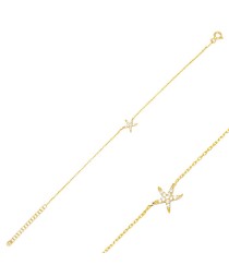 Starfish Design Clear Zircon Stone Women Charm Bracelet 925 Sterling Silver Jewelry