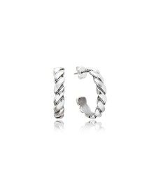 Twisted Stud Design Oxidized Plated Handcrafted Whole 925 Sterling Silver Hoop Earrings Jewelry