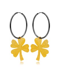 Clover Design 22K Gold Plated Vintage Hoop Earrings Oxidized 925 Sterling Silver Jewelry
