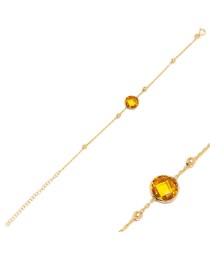 Citrine Stone Design Charm Thin Bracelet Turkish Whole Handmade 925 Sterling Silver Jewelry