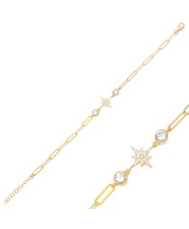 North Star Design Shiny Zircon Stone Design Charm Bracelet 925 Sterling Silver Jewelry
