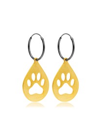 Paw Design 22K Gold Plated Oxidized Vintage Hoop Earrings 925 Sterling Silver Jewelry