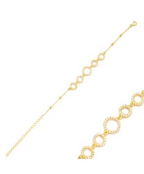 Sun Design Shiny Zircon Stone Charm Bracelet 925 Sterling Silver Jewelry