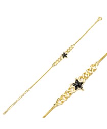 Black Star Zircon Stone Charm Bracelet Whole Handmade Turkish 925 Sterling Silver Jewelry