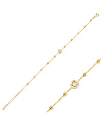 Round Geometric Shape Clear Baguette Zircon Stone Ball Chain Charm Bracelet 925 Silver Sterling