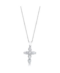 Cross Mini Pear Cut Design Pendant Turkish Whole Handmade 925 Sterling Silver Jewelry