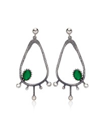 Drop Hollow Shape Malachite Stone Stud Earrings Whole 925 Silver Jewelry