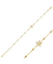 Flower Shape Clear Zircon Stone Ball Chain Charm Bracelet 925 Sterling Silver Jewelry