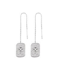 Sterling Silver Ear Thread Clover Shape Earrings Turkish Whole Sterling Silver Chain Earring