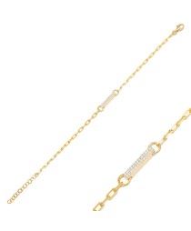 Stick Design Shiny Zircon Stone Charm Bracelet Turkish Handmade 925 Sterling Silver Jewelry