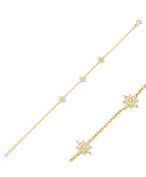 North Star Design Zircon Stone Charm Woman Bracelet 925 Sterling Silver Jewelry