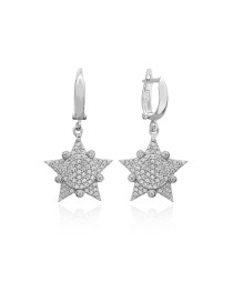 Sheriff Star Design Turkish Whole 925 Sterling Silver Jewelry Earring