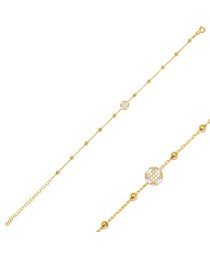 Round Shape Shiny Zircon Stone Ball Chain Charm Bracelet 925 Sterling Silver Jewelry