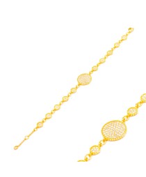 Sterling Silver Whole Handcraft Zircon Circle Design Bracelet