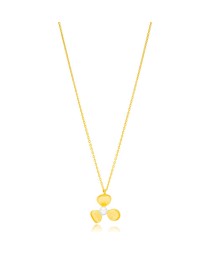 Flower Design Pearl Charm Necklace Pendant 22K Gold Plated Whole 925 Sterling Silver Jewelry