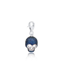 Skull With Sapphire Stone Design Charm Whole Handmade Turkish 925 Silver Sterling Jewelry