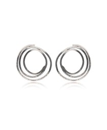 Twisted Circle Design Ø29mm Hoop Stud Earrings Handcrafted Whole 925 Sterling Silver Jewelry