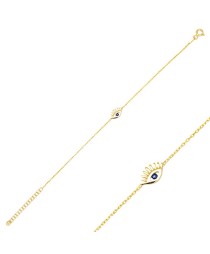 Turkish Eye Design Sapphire Stone Women Charm Bracelet 925 Silver Sterling Jewelry